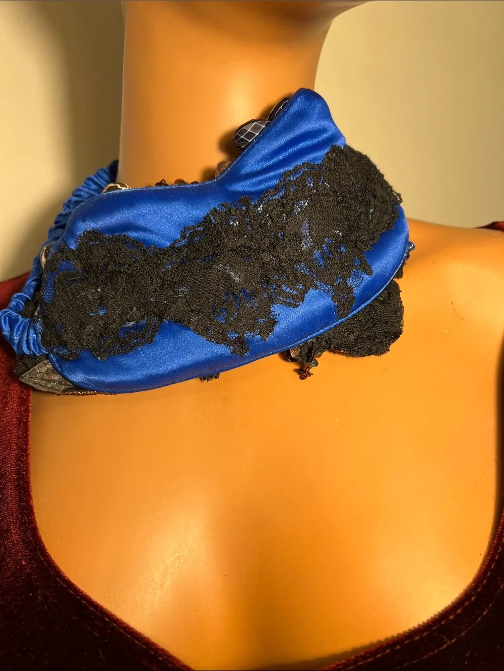 Embellished Blue and Gold Sequin Face Mask - Designer-Inspired